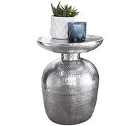 WOHNLING Table d'appoint DELYLA Aluminium 36 x 46 x 36 cm Table Argent Oriental Rond | Table de classement Design en métal Moderne | Petite Table | Petit Marteau-piqueur Abstelltisch