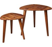 WOHNLING Table d'appoint design WL5.574 Sheesham Bois massif Set de 2 petites tables, Table basse Set de 2 tables en bois, Table de salon en bois massif, Table basse étroite Table de rangement