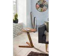 Wohnling Table d'appoint en bois massif de Sheesham Design Table de salon 45 x 45cm ronde Table de chevet en bois naturel style maison de campagne WL1.727