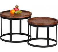 Wohnling Table d'appoint en bois massif de Sheesham, lot de 2 Table de salon WL1.550