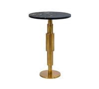 WOHNLING Table d'appoint Marbre ronde 59 cm Table décorative avec plateau en marbre noir - Table décorative design avec piètement en aluminium - Table d'appoint de canapé moderne - Table basse de salo