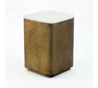 WOHNLING Table d'appoint métal avec Plateau en marbre Blanc 62cm carré - Table d'appoint Moderne - Table Basse Design - Table de Salon - Table de Salon élégante Faite à la Main