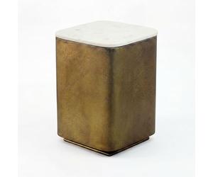 WOHNLING Table d'appoint métal avec Plateau en marbre Blanc 62cm carré - Table d'appoint Moderne - Table Basse Design - Table de Salon - Table de Salon élégante Faite à la Main