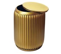 WOHNLING Table d'appoint Métal Rond 35cm Or avec Plateau Amovible - Table de Salon Design avec Rangement - Table Basse extravagante Aspect rainuré - Petite Table de canapé Moderne Faite à la Main