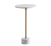 WOHNLING Table d'Appoint Ronde 30x30x55,5 cm Marbre Métal Blanche | table d'appoint avec socle en pierre naturelle véritable, table d'appoint moderne, bout de canapé fait main, pièce unique
