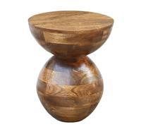 WOHNLING Table d'Appoint Ronde 35x35x42 cm Bois Massif Manguier Naturel