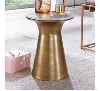 WOHNLING Table d'appoint Marbre Véritable Ronde 35x35x45cm Petite Table de Salon