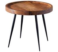 WOHNLING Table d'appoint 46 x 40 x 46 cm WL5.674 Table Basse en Bois de Sheesham | Salon en Bois véritable de Style Industriel | Table en Bois Table de canapé Pieds métalliques | Palissandre