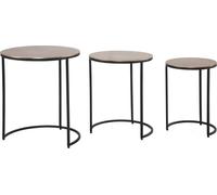 WOHNLING Table d'appoint Set de 3 tables en aluminium doré / noir Design Table d'appoint ronde en métal, Table de salon Table de desserte Moderne, Table de salon déco 3 pièces, Tables emboîtées
