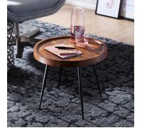 WOHNLING Table d'appoint 46 x 40 x 46 cm WL5.674 Table Basse en Bois de Sheesham | Salon en Bois véritable de Style Industriel | Table en Bois Table de canapé Pieds métalliques | Palissandre