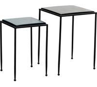 WOHNLING Table d'appoint Table de salon (lot de 2) en verre Table d'appoint en métal Table carrée