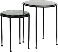 WOHNLING Table d'appoint Table de salon (lot de 2) en verre Table d'appoint ronde en métal Moderne