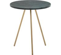 WOHNLING Table d'appoint Véritable marbre Vert 38x38x44cm Table d'appoint Métal Or, Petite table basse ronde à trois pieds, Table de salon Canapé Moderne, Table basse haute