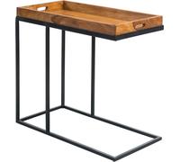 WOHNLING Table d'appoint WL5.667 Bois de sheesham 70x65x34 cm avec structure métallique, plateau TV design Table de salon, Petite table de service en bois naturel, Table de rangement en bois et métal