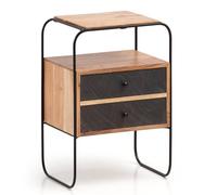 WOHNLING Table de Chevet 40x30x60 cm Bois Massif Acacia Effet Pierre Marron