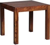 WOHNLING table à manger en bois massif Sheesham 80 cm table à manger table en bois design Cuisine style campagnard de table brun