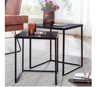 WOHNLING Table de Salon Lot de 2 40x40x45 cm Métal Noire Angulaire