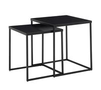 WOHNLING Table de Salon Lot de 2 40x40x45 cm Métal Noire Angulaire | tables d'appoint industriel carré, tables basses au lot ou séparément utilisable, bouts de canapé en acier