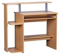 WOHNLING Table d'Ordinateur 94x48,5x90,5 cm Hêtre avec Tablette Clavier