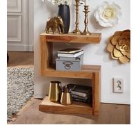 WOHNLING Table en bois massif Acacia ""S"" Cube 60 cm salon chambre haute table design table basse de style campagnard brun