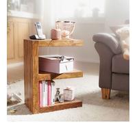 WOHNLING Table en Bois Massif Sheesham E Cube 60cm de Haut Salon Table Design Table Basse de Style campagnard Brun