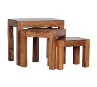 WOHNLING Tables d'Appoint Lot de 3 45x35x50 cm Bois Massif Sheesham