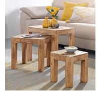 WOHNLING tables de nidification table de table basse 3 pièces Acacia côté bois massif NEW
