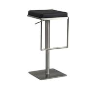 WOHNLING Tabouret de Bar Similicuir Inox Noir Pivotant | chaise de bar rembourrée avec assise en aspect cuir, chaise de comptoir haute, tabouret bistrot en métal pour cuisine et bar