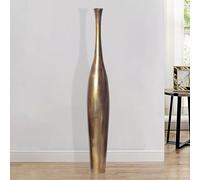 WOHNLING Vase Décoratif 14x14x100 cm Alu Doré, Vase de Sol Forme Bouteille | vase à fleurs grand pour herbe de la pampa et fleurs séchées, vase métal élancé, vase sur pied fait main, pièce unique