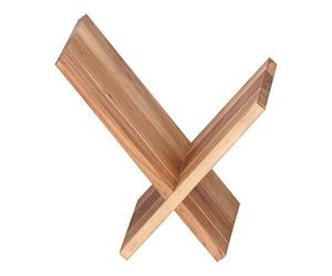 WOHNLING Zeitungsständer Feuillus Acacia X-Form 31 cm Magazines Design de Stands Brochure Style campagnard Holder