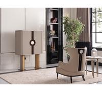 Wohnzimmer Set 1x Sessel + 1x Barschrank 2tlg. Beige JVmoebel