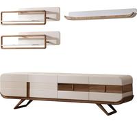 Wohnzimmer Set Weiße Designer RTV Lowboard Regale JVmoebel