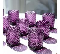 Woho Lot de 12 photophores Violets en Verre pour décoration de fête d'halloween Vintage pour Mariage, fiançailles, Centre de Table