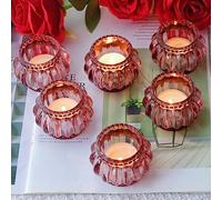 WOHO Lot de 12 bougeoirs en verre pour fête de mariage, décoration de Saint-Valentin, bougeoirs votifs pour décoration d'intérieur
