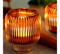 Woho Votive Candle Holders for Wedding Centerpieces, Tealight Candle Holder Set of 2, Glass Votive Candle Holder Bulk for Home Decor(Brown, 3.5'' Tall 3.1'' Diameter)