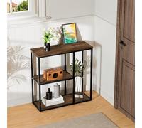 WOHOMO Table Console à 3 Niveaux Table d’entrée en Bois avec 2 étagères,80 cm, Bout de Canapé de Canapé pour Entrée, Couloir, Cuisine Chambre à coucher,Marron Rustique