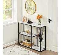 WOHOMO Table Console à 3 Niveaux Table d’entrée en Bois avec 2 étagères,80 cm, Bout de Canapé de Canapé pour Entrée, Couloir, Cuisine Chambre à coucher,Blanc