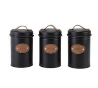 Wohpnle 3pcs cartouche de rangement alimentaire, contenant de café hermétique à air multifonctionnel canistères bot de rangement alimentaire pour le thé, grain de café, sucre (Noir)
