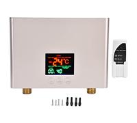 Wohpnle 5500W chauffe-eau électrique sans réservoir, chauffage à eau chaude instantanée avec panneau tactile numérique télécommande pour la douche de salle de bain de la cuisine (Or)