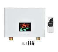 Wohpnle 5500W chauffe-eau électrique sans réservoir, chauffage à eau chaude instantanée avec panneau tactile numérique télécommande pour la douche de salle de bain de la cuisine (Blanc)