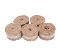 Wohpnle 5pcs Burlap Ribbon Roule de dentelle, rouleau de ruban de jute de 6,6 pieds avec ruban de finition en dentelle blanche pour décoration de maison, fête de mariage et