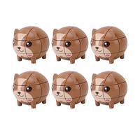 WOHPNLE Animal Speed Cube 6 Pack, 3x3 Puzzle Toy with Brown Bear Cartoon Design for Kids Brain Teaser and Educational Party Favors
