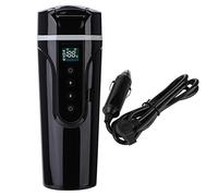 WOHPNLE Car Electric Kettle, 500ml Multi Temp LCD Display Stainless Steel Travel Kettle with Touch Screen Fast Heating 12V 24V Auto Home Portable Car Water Boiler for Brewing Coffe