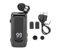 WOHPNLE Casque lavalier, 5,4 Microphone Bluetooth rétractable avec ENC Microphone 2 Affichage de LED stéréo sans Fil de Batterie pour Les Pilotes d'entreprise (Noir)