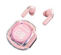 WOHPNLE Écouteurs sans Fil Bluetooth 5.3 avec étui Transparent, écouteurs légers à réduction de Bruit, autonomie de 40 Heures, avec Affichage d'alimentation LED pour Les Voyages et