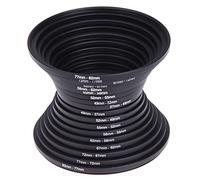 WOHPNLE Ensemble d'adaptateurs de Bague de Filtre 18 pièces, kit de Bague d'adaptation de Filtre d'objectif d'appareil Photo entièrement en métal avec Anneaux abaisseurs élévateurs