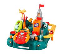 WOHPNLE Jouet de Piste de Course, Volant à glissière par gravité, Ensemble d'aventure de Voiture, Jouet de Course éducatif avec 3 Voitures fonctionnelles, Cadeau de Noël pour garço (Verte)