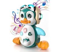 WOHPNLE Jouet éducatif Pingouin Musical, mélodies sur Le Ventre, mouvements Doux, Jouets rampants, lumières Vives, Pingouin Mobile pour Filles et garçons âgés de 6 à 12 Mois