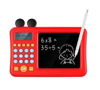 WOHPNLE Jouets d'apprentissage précoce des mathématiques, Jeux Portables multifonctionnels avec Tablette d'écriture, Calculatrice numérique Interactive pour Enfants garçons Filles de 3 Ans (Red)