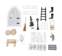 WOHPNLE Kit miniature de porte de fée de Noël en bois réaliste pour maison de poupée - Décorations de Noël - Accessoires de photographie inclus